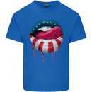 Sexy USA Flag Lips America July 4th Kids T-Shirt Childrens Royal Blue