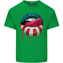 Sexy USA Flag Lips America July 4th Mens Cotton T-Shirt Tee Top Irish Green
