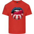 Sexy USA Flag Lips America July 4th Mens Cotton T-Shirt Tee Top Red