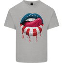 Sexy USA Flag Lips America July 4th Mens Cotton T-Shirt Tee Top Sports Grey