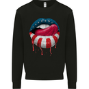 Sexy USA Flag Lips America July 4th Mens Sweatshirt Jumper Black