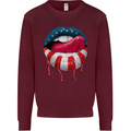 Sexy USA Flag Lips America July 4th Mens Sweatshirt Jumper Maroon