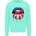 Sexy USA Flag Lips America July 4th Mens Sweatshirt Jumper Peppermint
