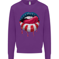 Sexy USA Flag Lips America July 4th Mens Sweatshirt Jumper Purple