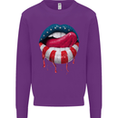 Sexy USA Flag Lips America July 4th Mens Sweatshirt Jumper Purple