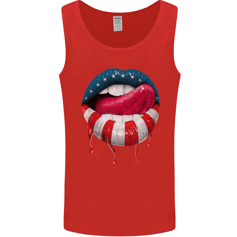 Sexy USA Flag Lips America July 4th Mens Vest Tank Top Red