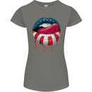 Sexy USA Flag Lips America July 4th Womens Petite Cut T-Shirt Charcoal