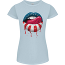 Sexy USA Flag Lips America July 4th Womens Petite Cut T-Shirt Light Blue