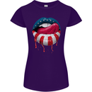 Sexy USA Flag Lips America July 4th Womens Petite Cut T-Shirt Purple