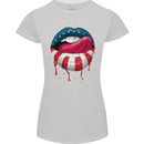 Sexy USA Flag Lips America July 4th Womens Petite Cut T-Shirt Sports Grey