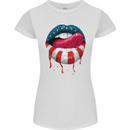 Sexy USA Flag Lips America July 4th Womens Petite Cut T-Shirt White