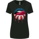 Sexy USA Flag Lips America July 4th Womens Wider Cut T-Shirt Black