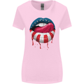 Sexy USA Flag Lips America July 4th Womens Wider Cut T-Shirt Light Pink