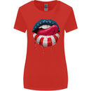 Sexy USA Flag Lips America July 4th Womens Wider Cut T-Shirt Red