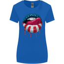 Sexy USA Flag Lips America July 4th Womens Wider Cut T-Shirt Royal Blue