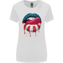 Sexy USA Flag Lips America July 4th Womens Wider Cut T-Shirt White