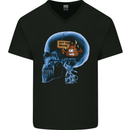 Sh!t For Bains Funny Offensive Dopey Dumb Mens V-Neck Cotton T-Shirt Black