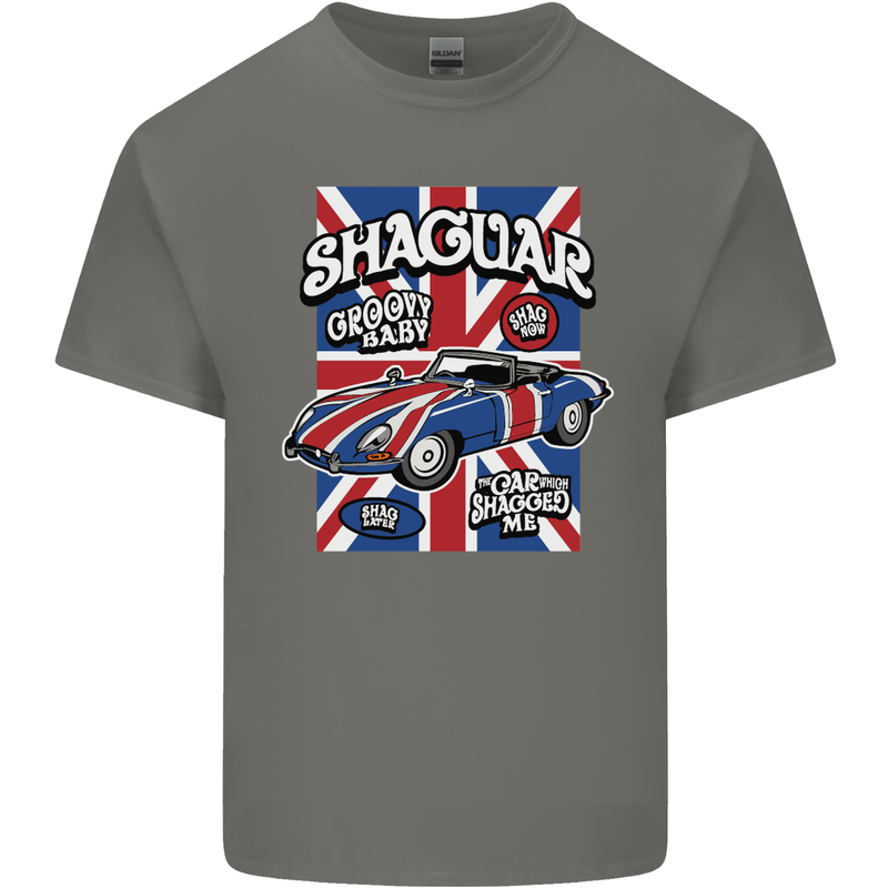 Shaguar Funny Movie Film Classic Car Mens Cotton T-Shirt Tee Top Charcoal