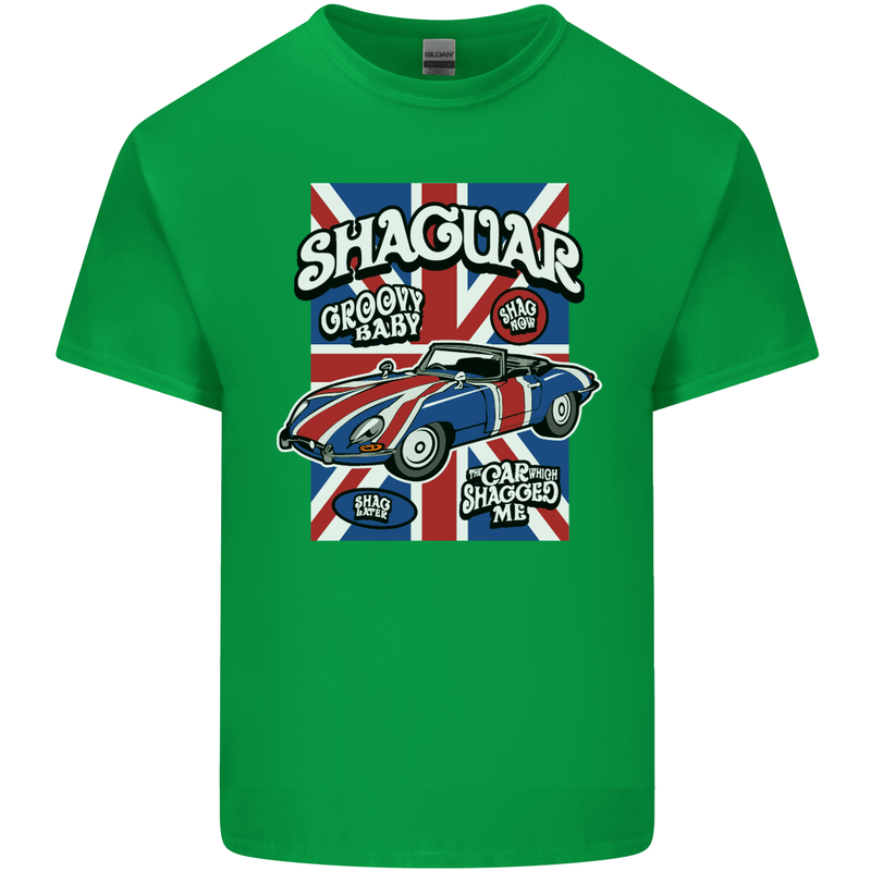 Shaguar Funny Movie Film Classic Car Mens Cotton T-Shirt Tee Top Irish Green