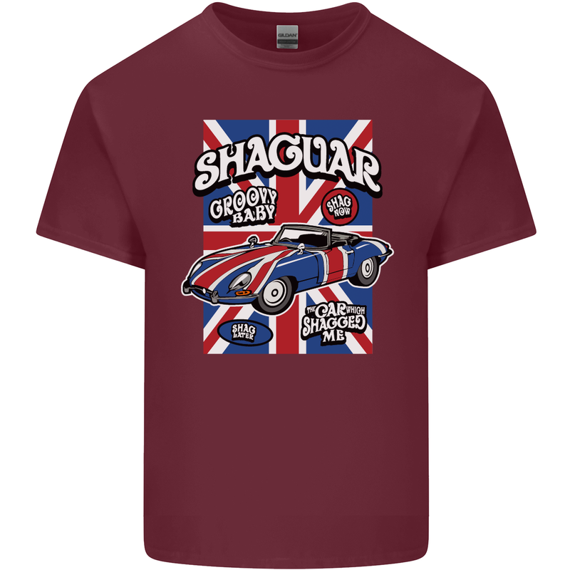 Shaguar Funny Movie Film Classic Car Mens Cotton T-Shirt Tee Top Maroon