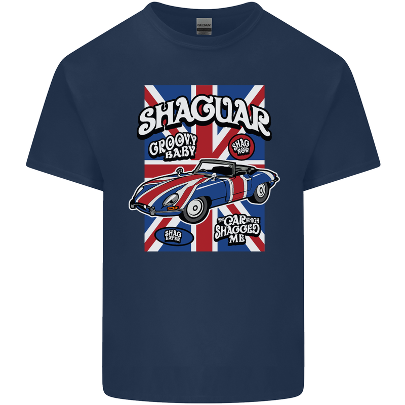 Shaguar Funny Movie Film Classic Car Mens Cotton T-Shirt Tee Top Navy Blue