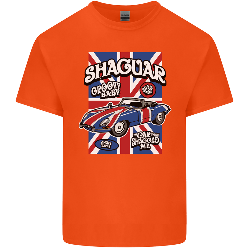 Shaguar Funny Movie Film Classic Car Mens Cotton T-Shirt Tee Top Orange