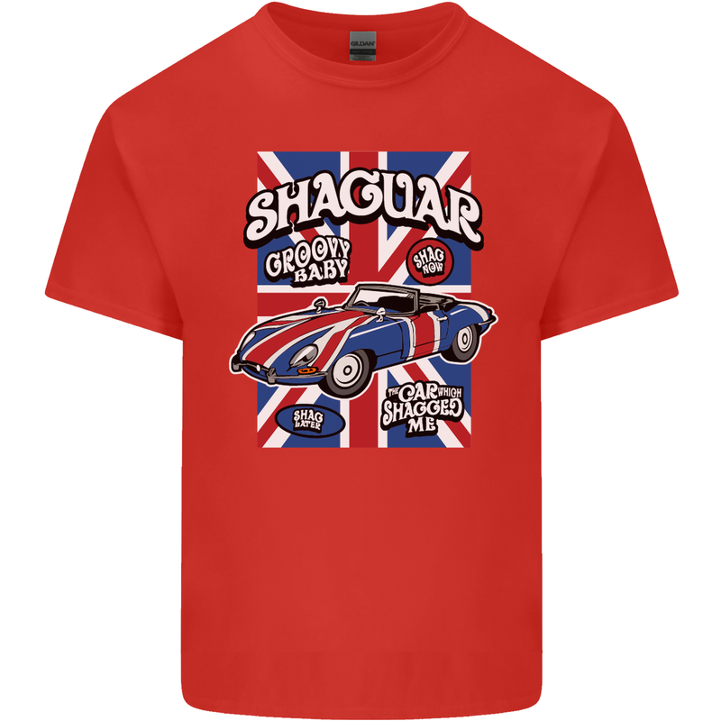 Shaguar Funny Movie Film Classic Car Mens Cotton T-Shirt Tee Top Red
