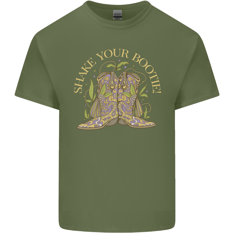 Shake Your Bootie Mardi Gras Mens Cotton T-Shirt Tee Top Military Green