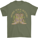 Shake Your Bootie Mardi Gras Mens T-Shirt 100% Cotton Military Green
