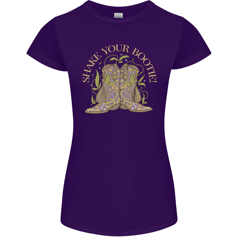 Shake Your Bootie Mardi Gras Womens Petite Cut T-Shirt Purple