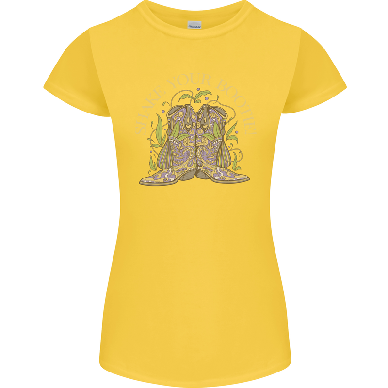 Shake Your Bootie Mardi Gras Womens Petite Cut T-Shirt Yellow