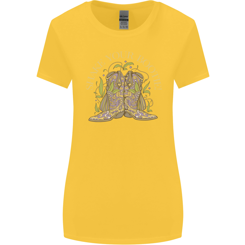 Shake Your Bootie Mardi Gras Womens Wider Cut T-Shirt Yellow