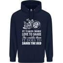 Share the Saddle Motorcycle Motorbike Biker Mens 80% Cotton Hoodie Navy Blue