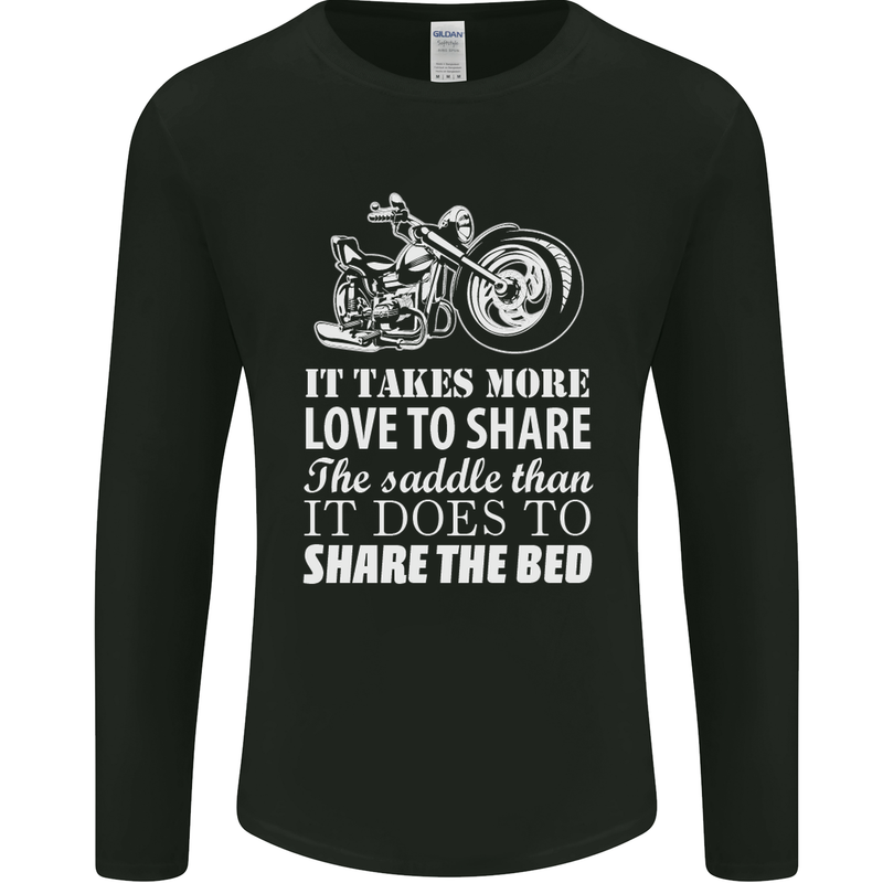 Share the Saddle Motorcycle Motorbike Biker Mens Long Sleeve T-Shirt Black