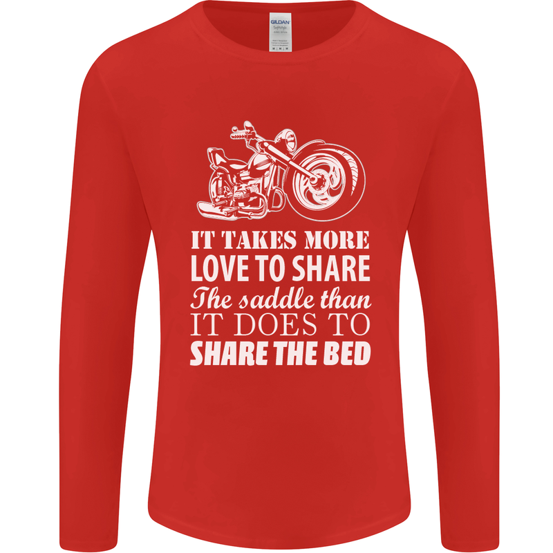 Share the Saddle Motorcycle Motorbike Biker Mens Long Sleeve T-Shirt Red