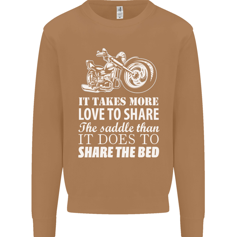 Share the Saddle Motorcycle Motorbike Biker Mens Sweatshirt Jumper Caramel Latte