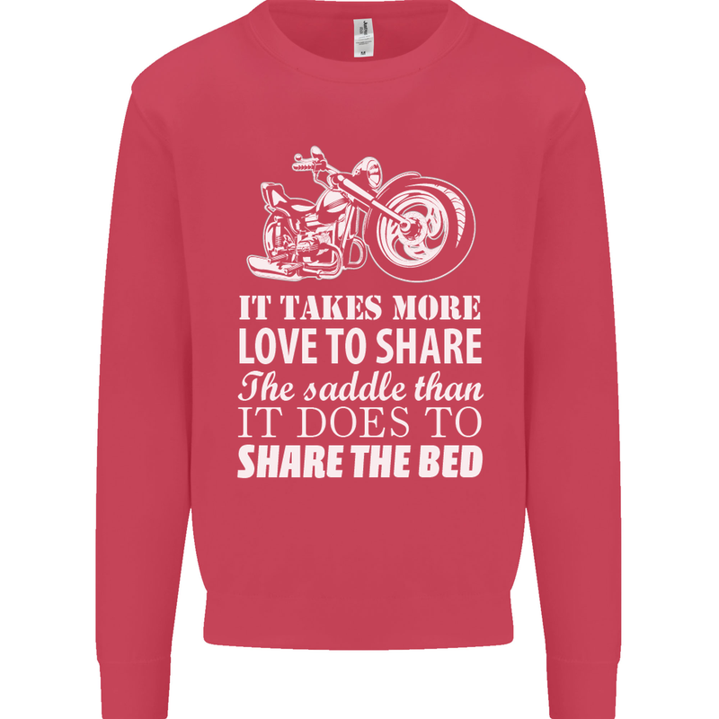 Share the Saddle Motorcycle Motorbike Biker Mens Sweatshirt Jumper Heliconia