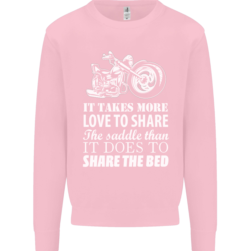 Share the Saddle Motorcycle Motorbike Biker Mens Sweatshirt Jumper Light Pink