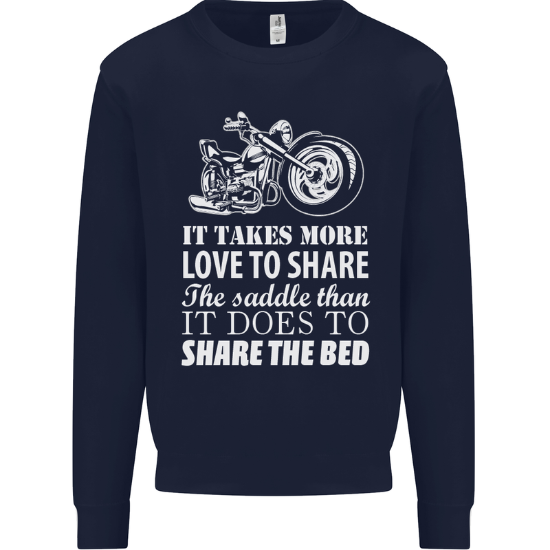 Share the Saddle Motorcycle Motorbike Biker Mens Sweatshirt Jumper Navy Blue