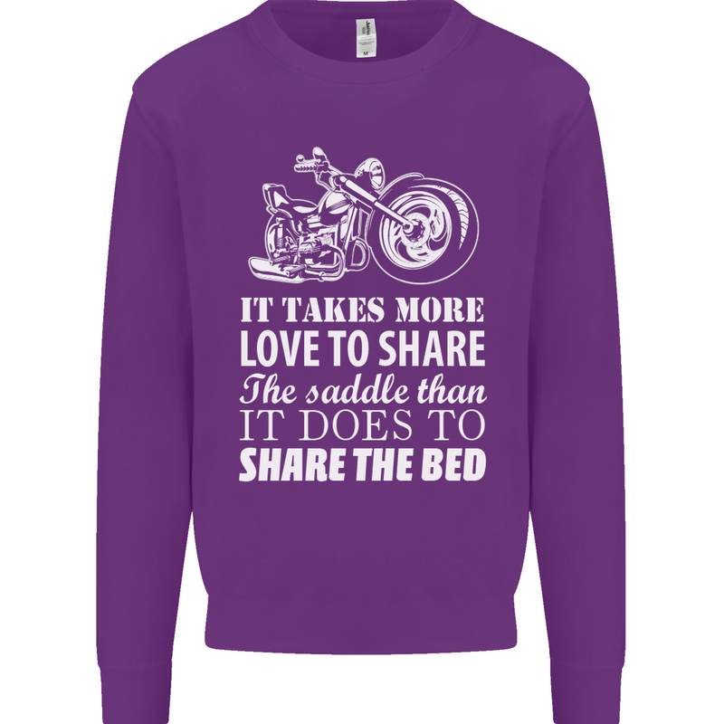 Share the Saddle Motorcycle Motorbike Biker Mens Sweatshirt Jumper Purple