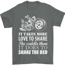 Share the Saddle Motorcycle Motorbike Biker Mens T-Shirt Cotton Gildan Charcoal
