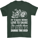 Share the Saddle Motorcycle Motorbike Biker Mens T-Shirt Cotton Gildan Forest Green