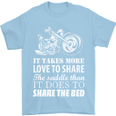 Share the Saddle Motorcycle Motorbike Biker Mens T-Shirt Cotton Gildan Light Blue