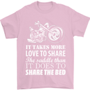 Share the Saddle Motorcycle Motorbike Biker Mens T-Shirt Cotton Gildan Light Pink