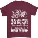 Share the Saddle Motorcycle Motorbike Biker Mens T-Shirt Cotton Gildan Maroon