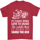 Share the Saddle Motorcycle Motorbike Biker Mens T-Shirt Cotton Gildan Red