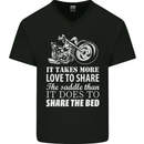 Share the Saddle Motorcycle Motorbike Biker Mens V-Neck Cotton T-Shirt Black
