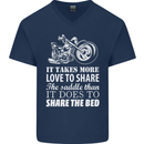 Share the Saddle Motorcycle Motorbike Biker Mens V-Neck Cotton T-Shirt Navy Blue