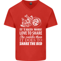 Share the Saddle Motorcycle Motorbike Biker Mens V-Neck Cotton T-Shirt Red