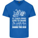 Share the Saddle Motorcycle Motorbike Biker Mens V-Neck Cotton T-Shirt Royal Blue